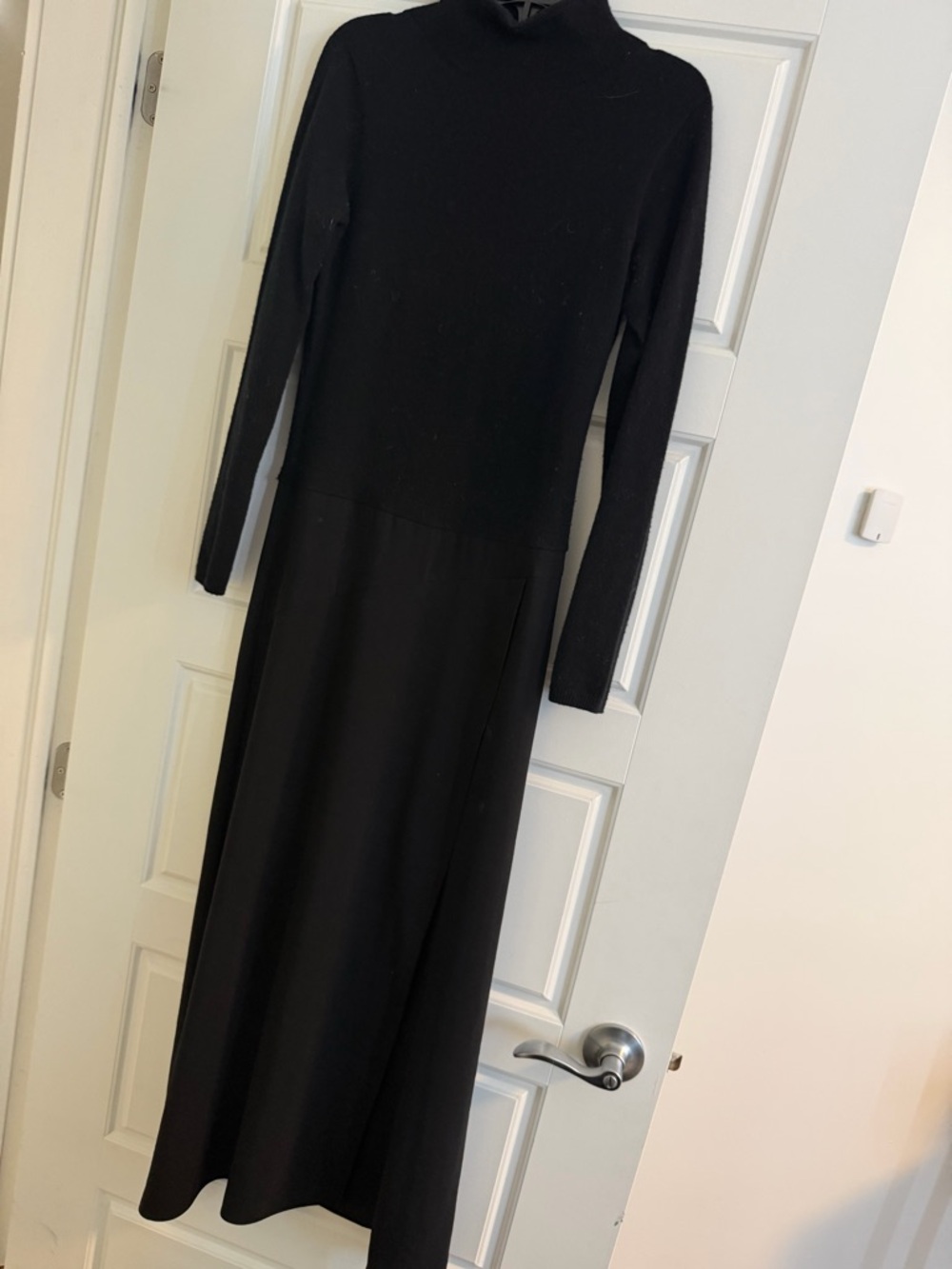 Vince Black Long Sleeve Open back Turtleneck Maxi Dress